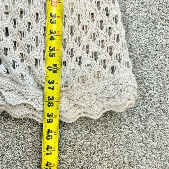 J. Crew Sweater Dress Womens M Toasted Cream Pointelle‎ Sleeveless Crochet Boho - Picture 11 of 14